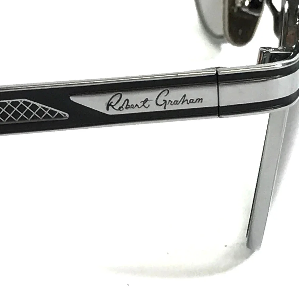 Robert Graham Sunglasses CONRAD GUN Gunmetal Aviator with Brown Polarized Lenses